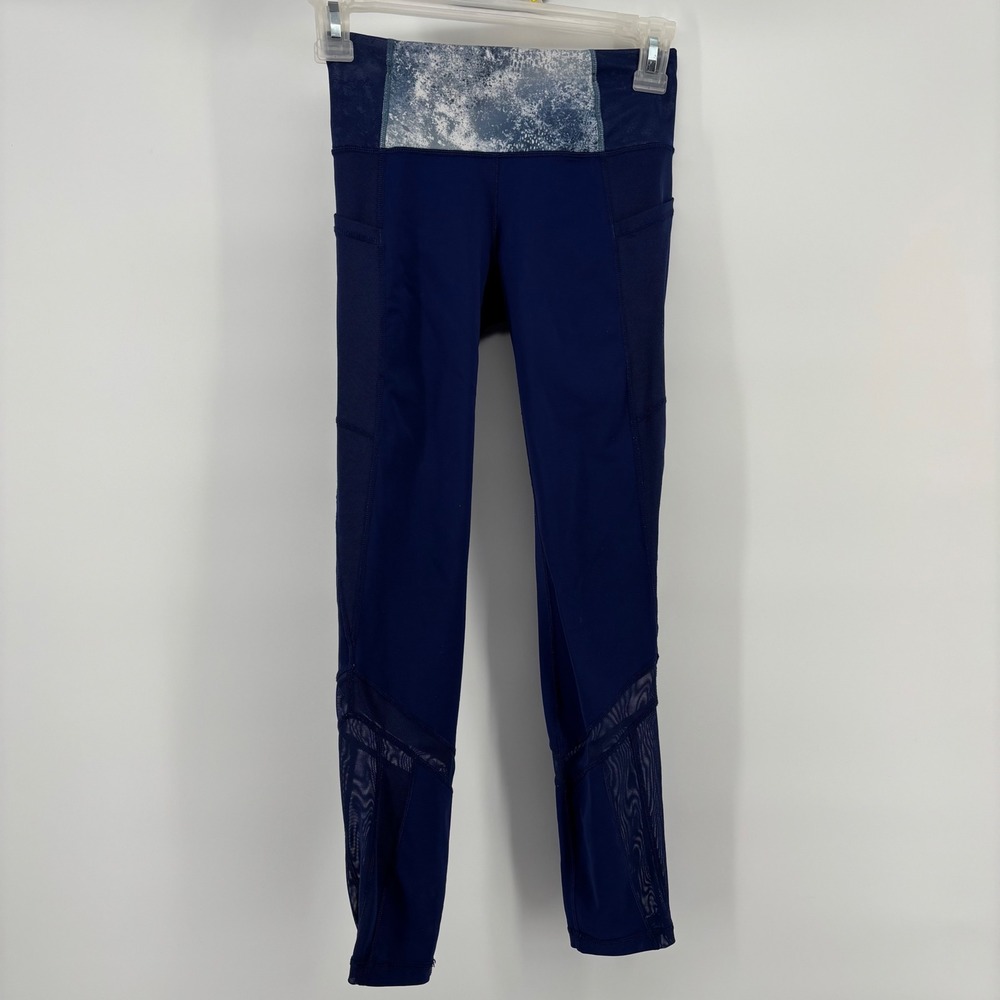 ivivva by lululemon Leggings Kids 8 Navy Blue Excellent Mesh‎ Pocket